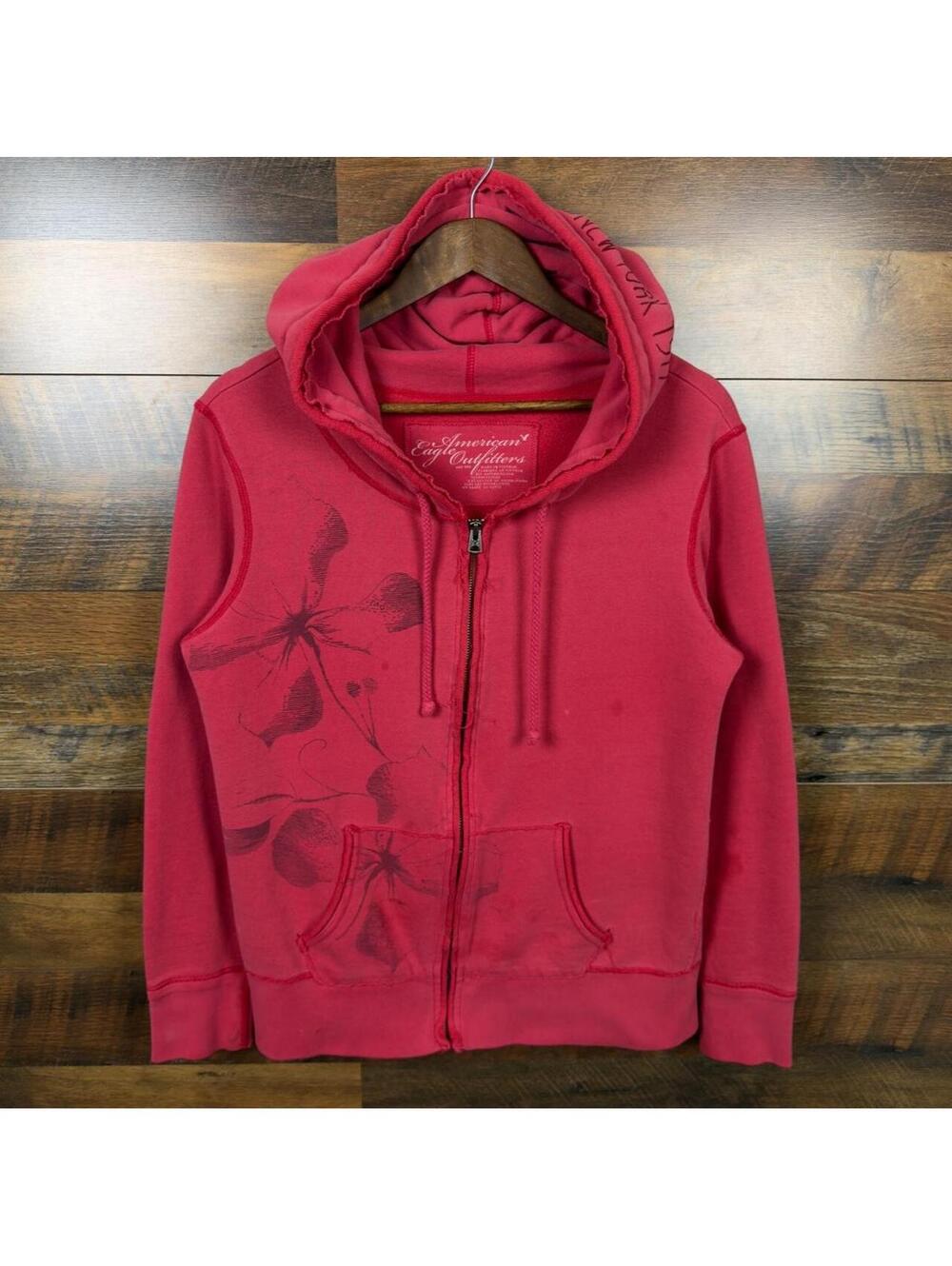 Y2K American Eagle Outfitters New York 1977 Graphic Zip Hoodie Women’s Large